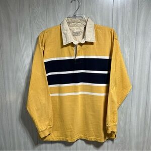 Haggar Yellow, Navy And Cream Collard Long Sleeve Shirt Size Large